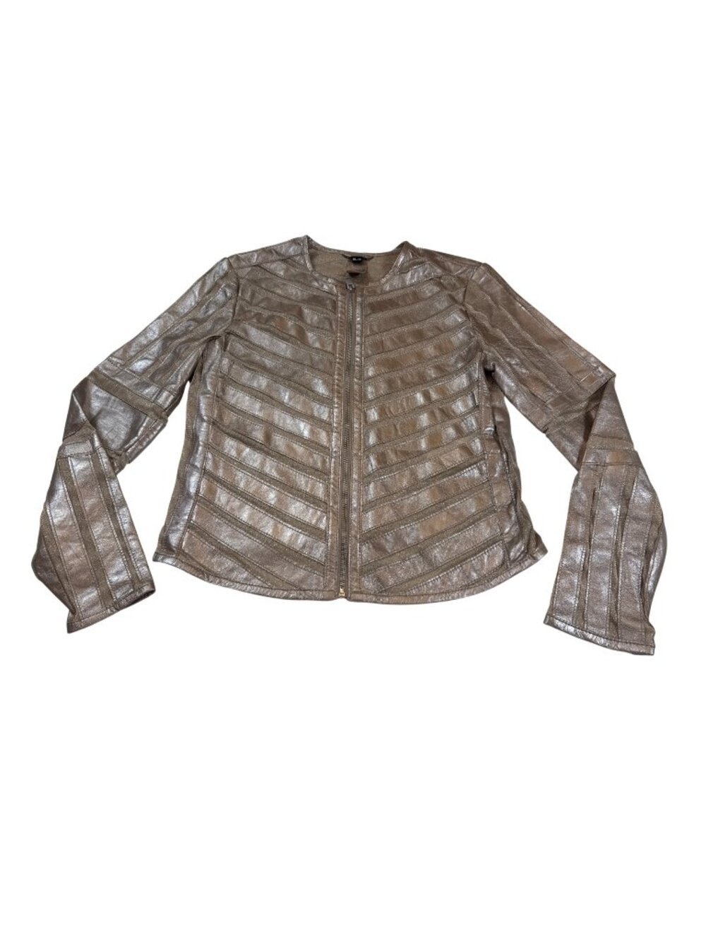 Maurititus Tita sz 8 Metallic Gold Lamb Leather Jacket Regular Fit (BB889)